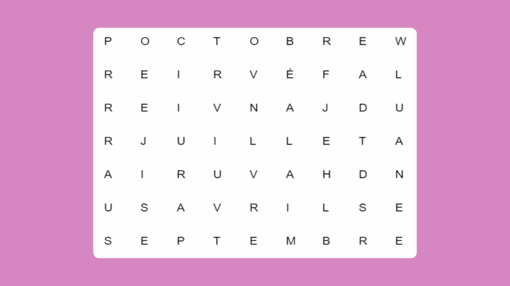 KS2 French Months Find the Words