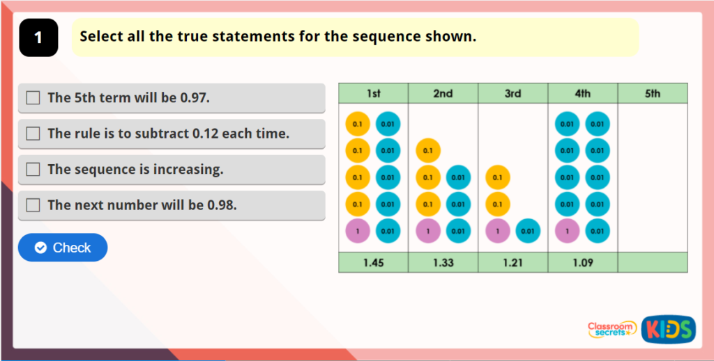 Year 5 Decimal Sequences Game
