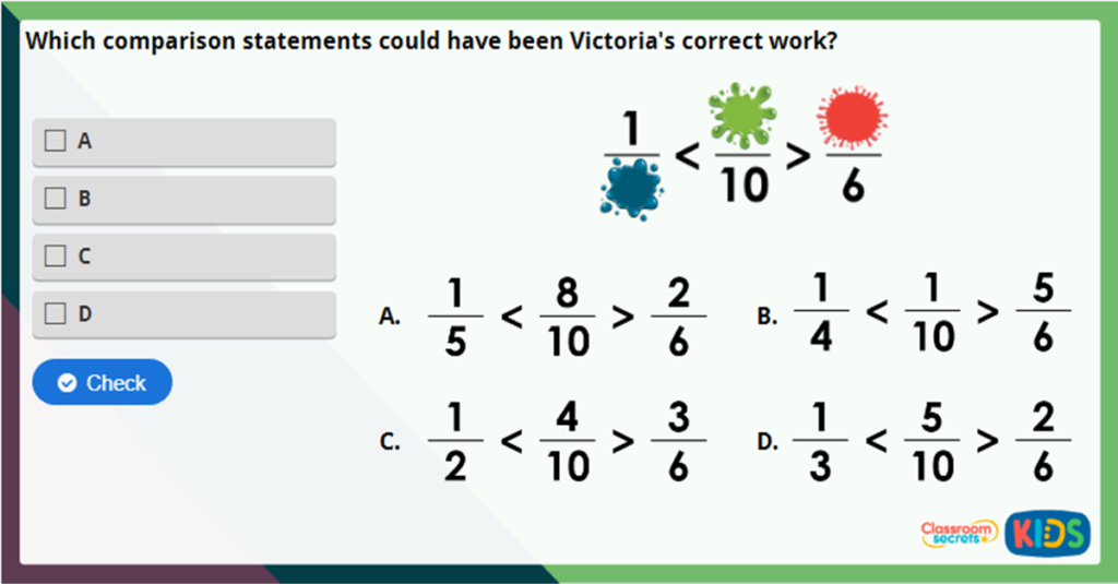 Year 3 Compare Fractions Challenge