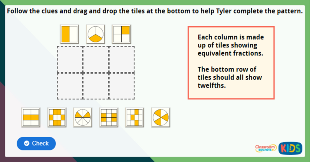 Year 3 Equivalent Fractions 1 Challenge