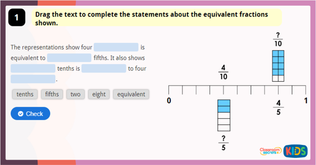 Year 3 Equivalent Fractions 2 Game