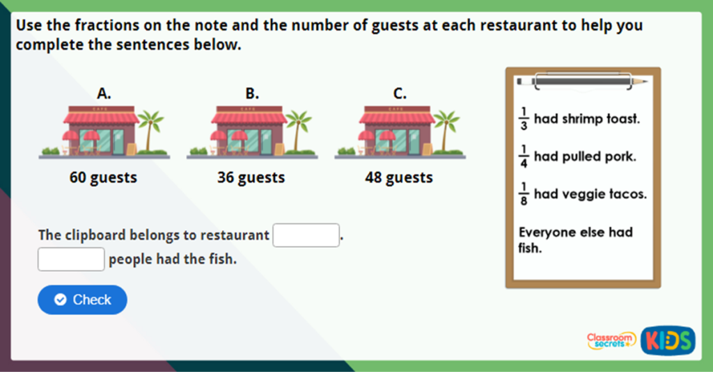 Year 3 Fractions of an Amount Challenge