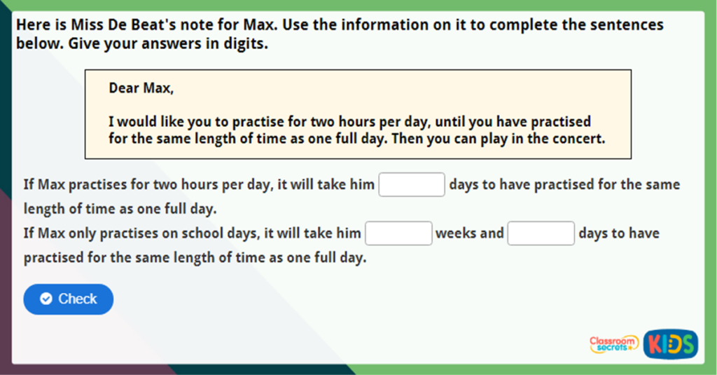 Year 3 Hours in a Day Challenge