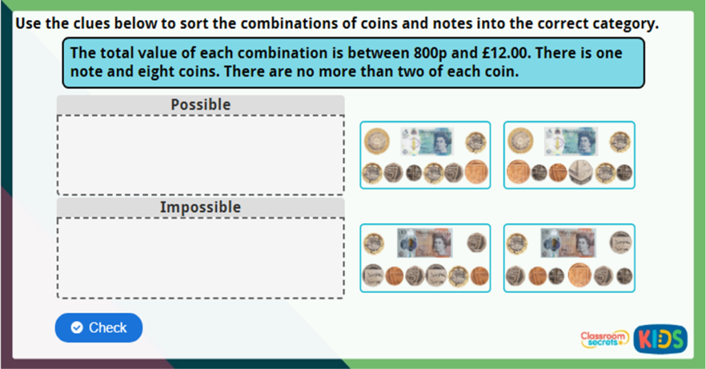 Year 4 Pounds and Pence Maths Challenge