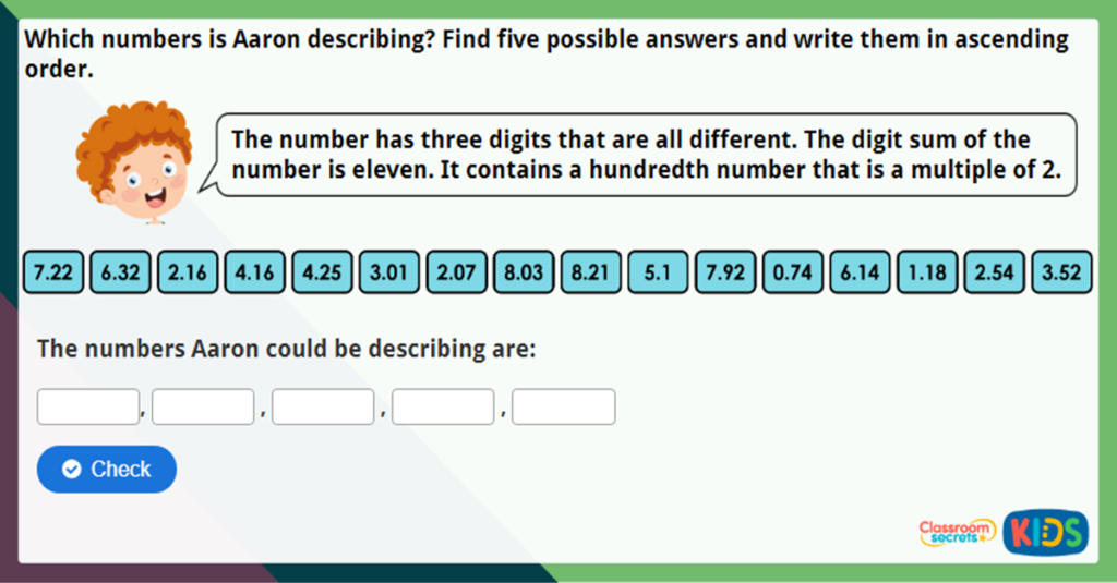 Year 4 Write Decimals Challenge