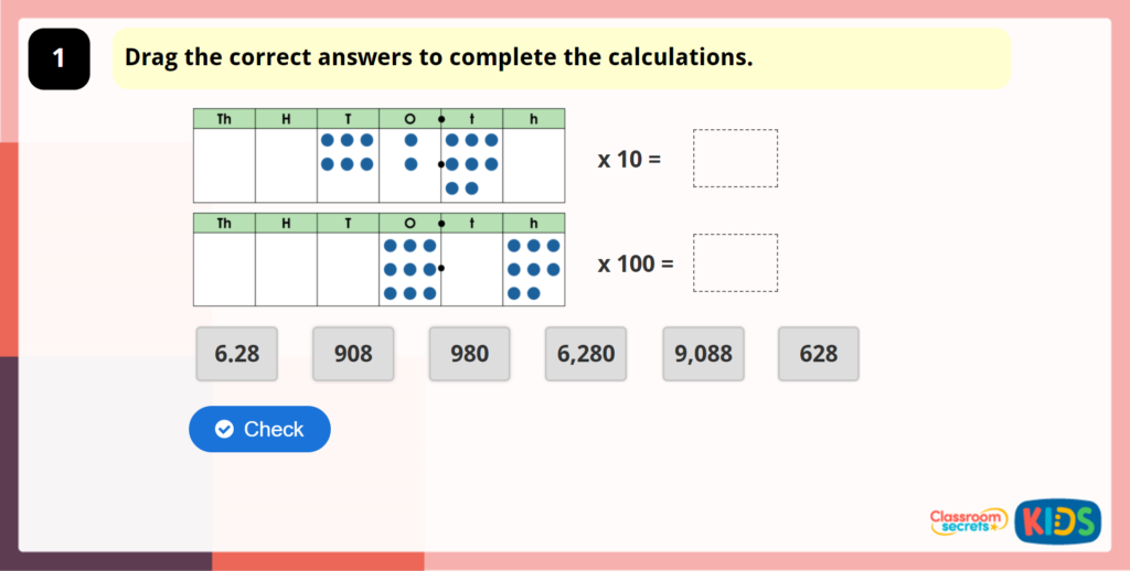 Year 5 Multiply by 10, 100 and 1,000 Maths Game