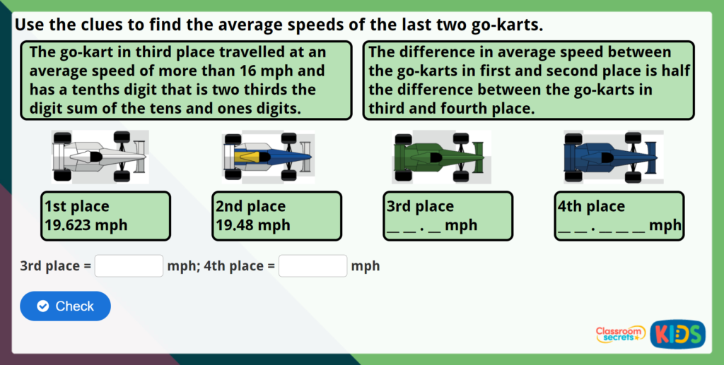 Year 5 Subtract - Different Decimal Places Maths Challenge