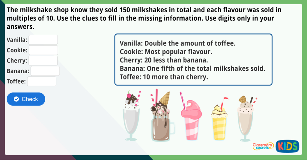 Year 4 Interpret Charts Maths Challenge