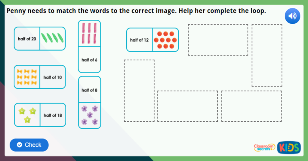 Year 1 Halving a Quantity Maths Challenge