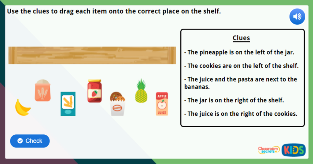 Year 1 Describe Position 1 Maths Challenge