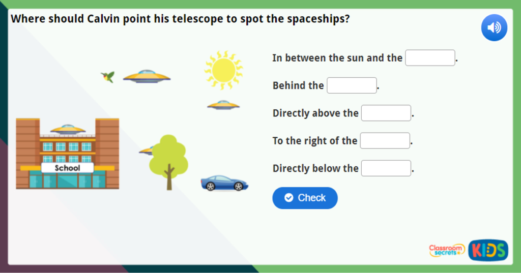 Year 1 Describe Position 2 Maths Challenge
