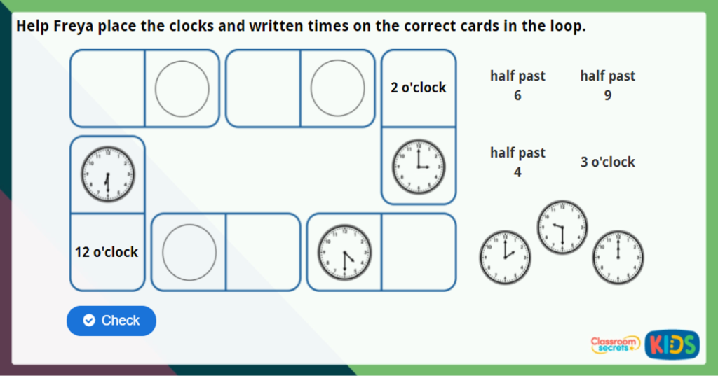 Y2 O'clock and Half Past Maths Challenge