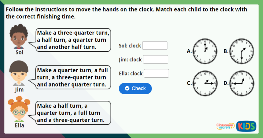Year 2 Quarter Past and Quarter To Maths Challenge