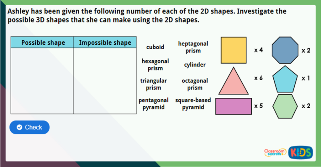 Year 3 Construct 3D Shapes Challenge