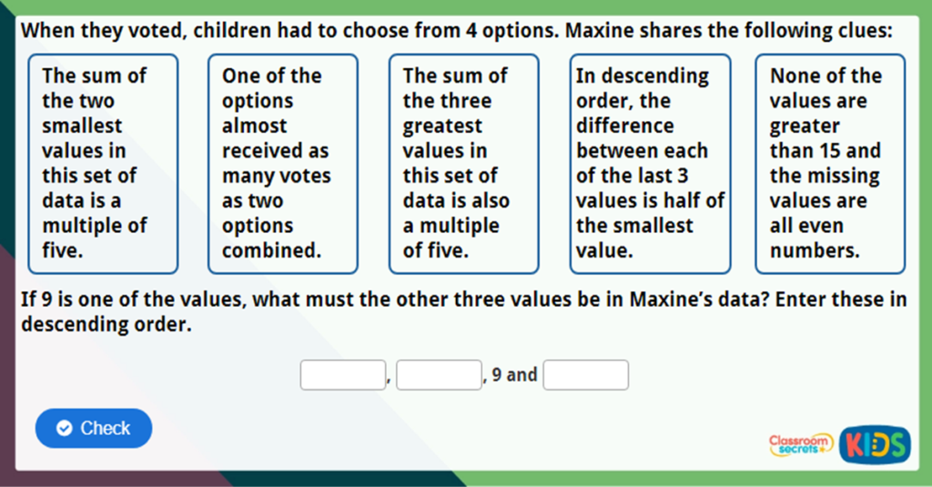 Year 4 Comparison Sum and Difference Challenge
