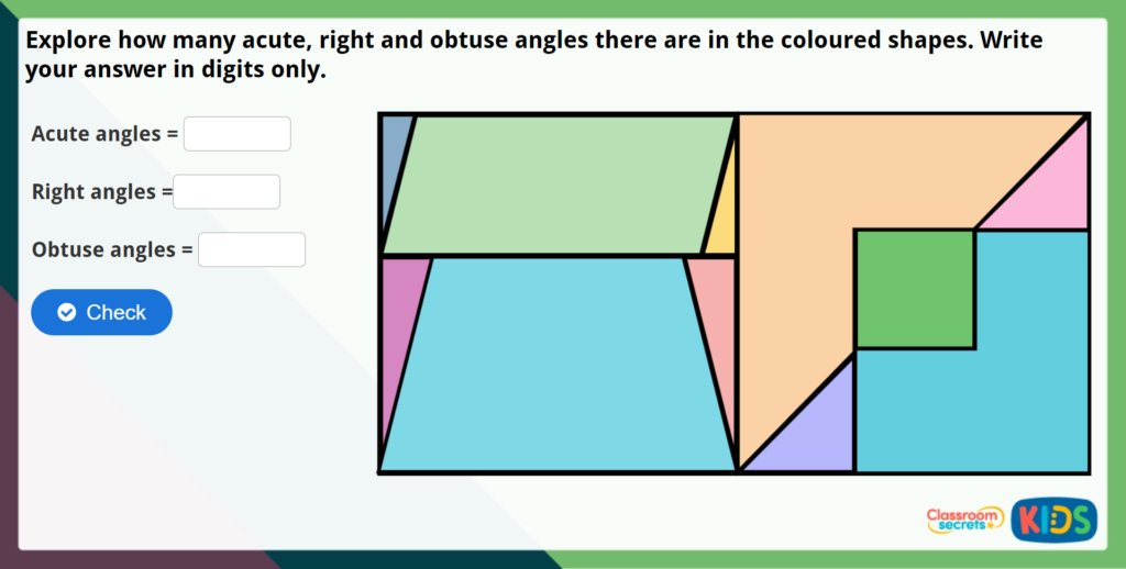 Year 4 Identify Angles Maths Challenge