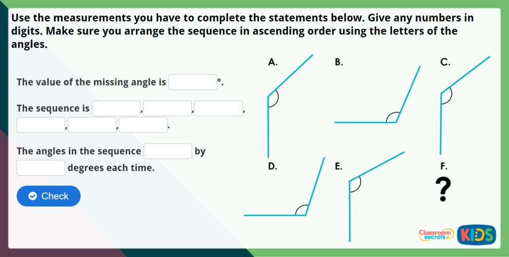 Year 5 Measuring with a Protractor 2 Maths Challenge