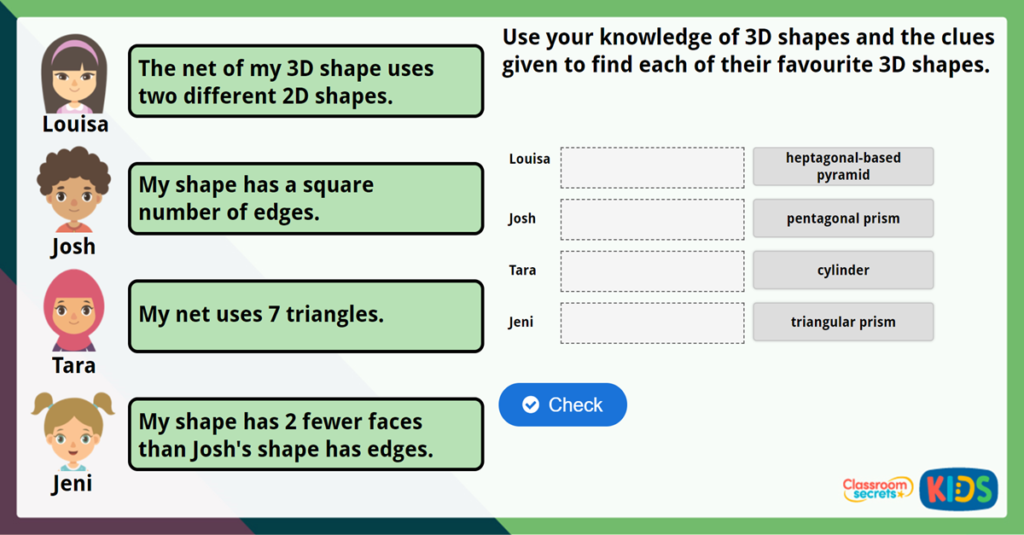 Year 5 Reasoning about 3D Shapes Challenge