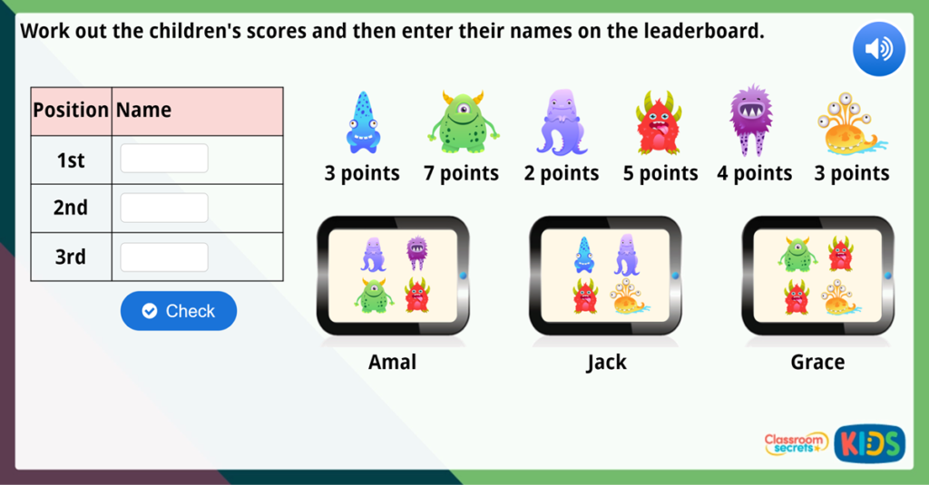 Year 1 Ordering Numbers Maths Challenge