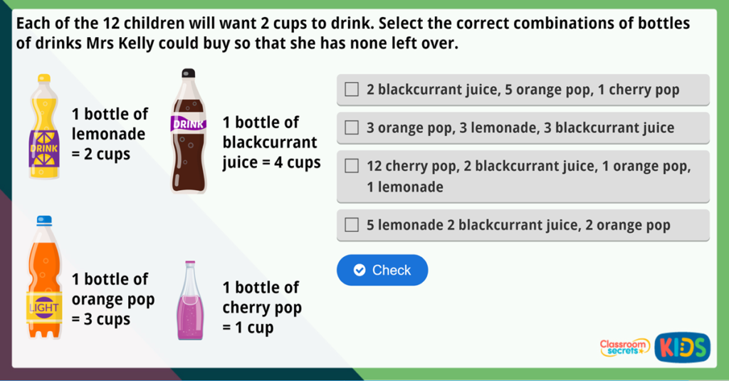 Year 2 Compare Capacity Maths Challenge