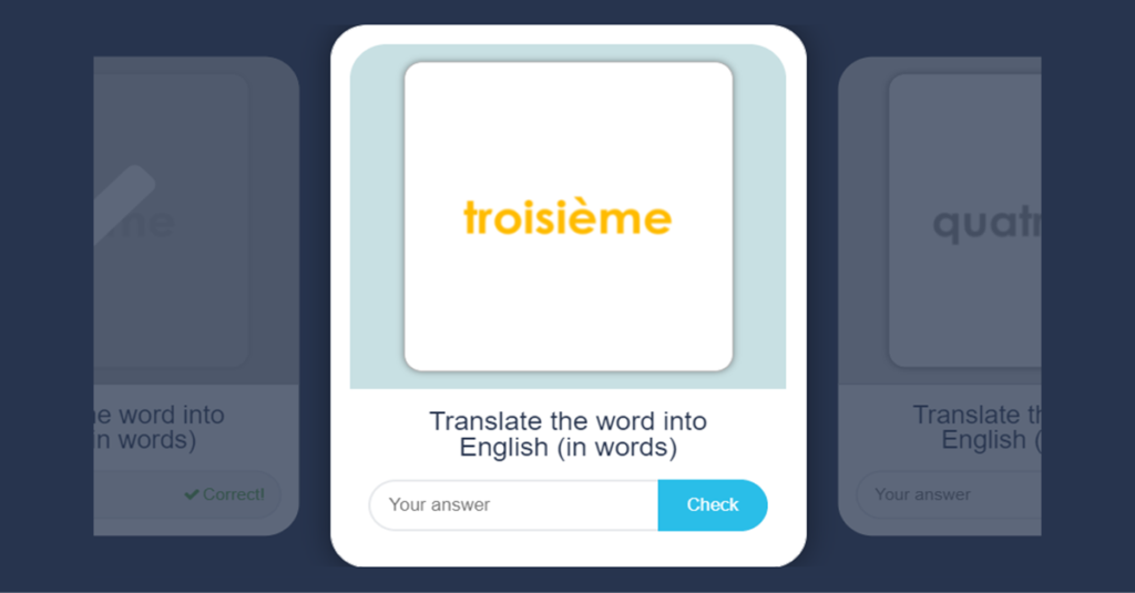 French Ordinal Numbers Flash Cards