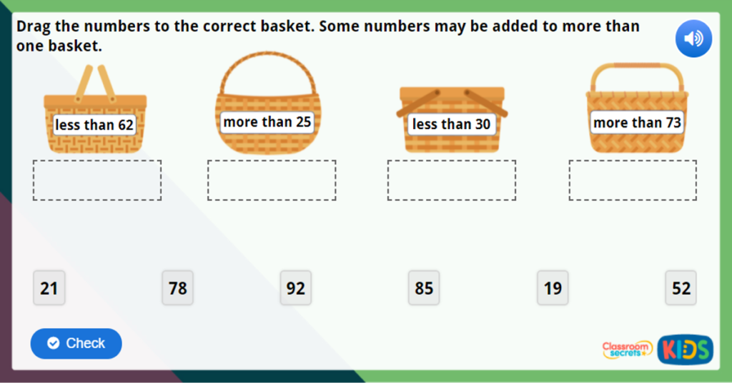 Year 1 Comparing Numbers Maths Challenge