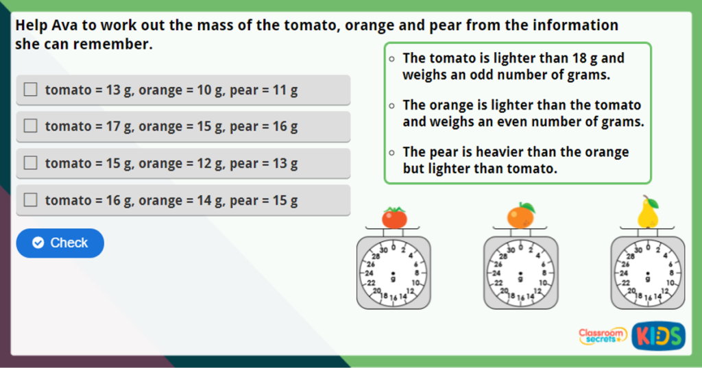 Year 2 Measure Mass in Grams