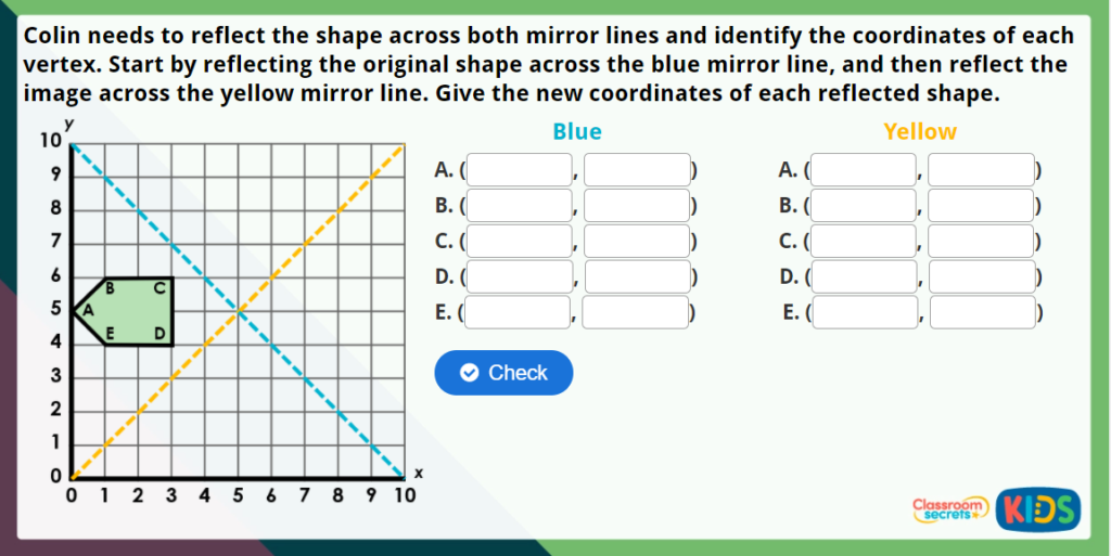 Y5 Reflection with Coordinates Maths Challenge