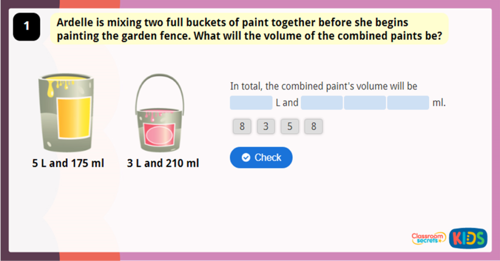 Year 3 Add and SUbtract Capacities Game