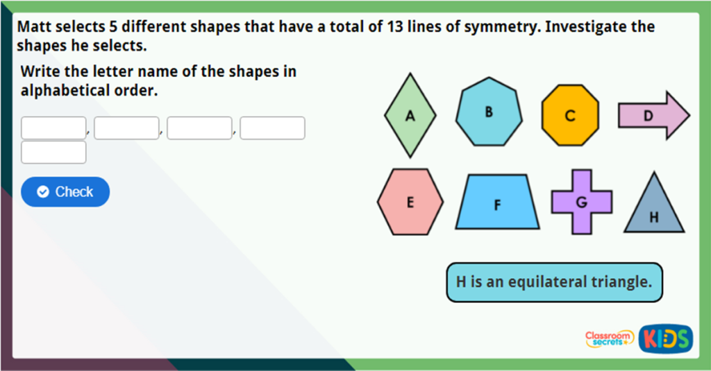Year 4 Lines of Symmetry Challenge