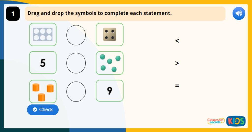 Year 1 Introducing Greater than, Less than and Equal to Game