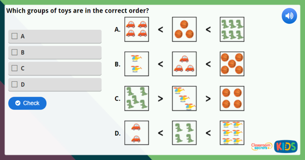 Year 1 Ordering Objects Maths Challenge