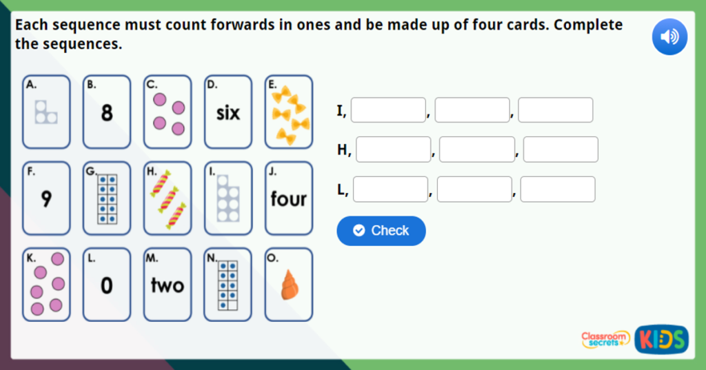 Year 1 Counting Forwards Maths Challenge