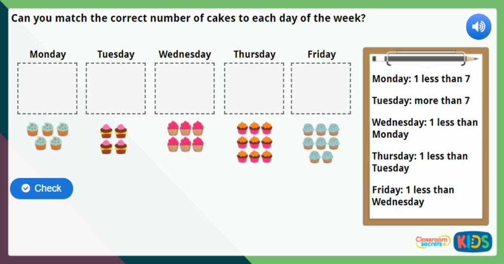 Year 1 Count One Less Maths Challenge