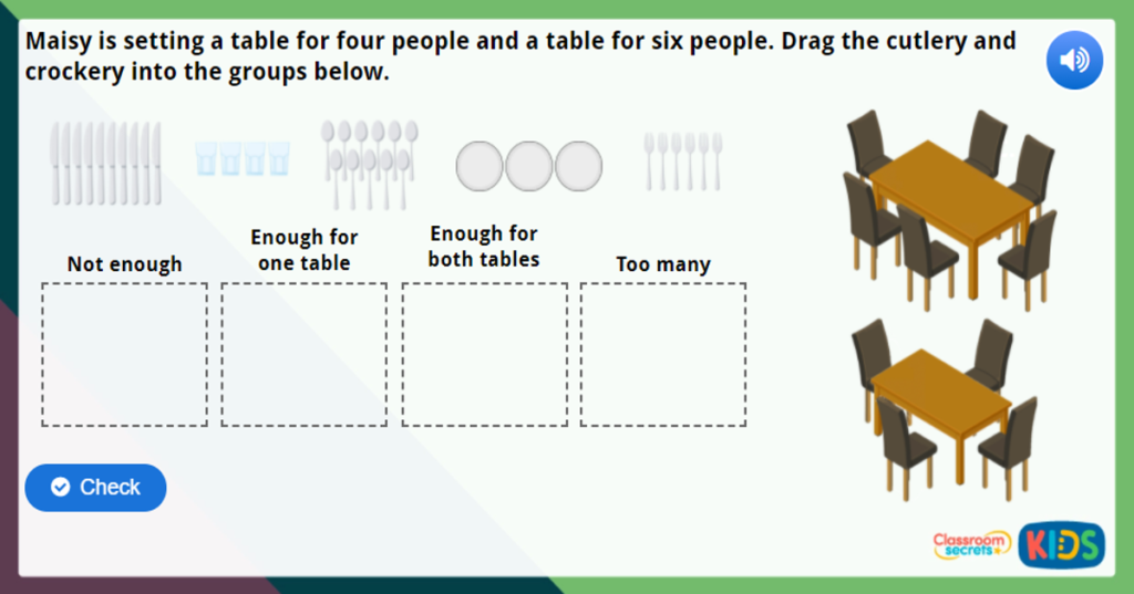 Year 1 One to One Correspondence Maths Challenge
