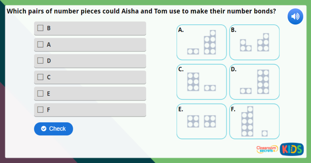 Year 1 Number Bonds within 10 Maths Challenge