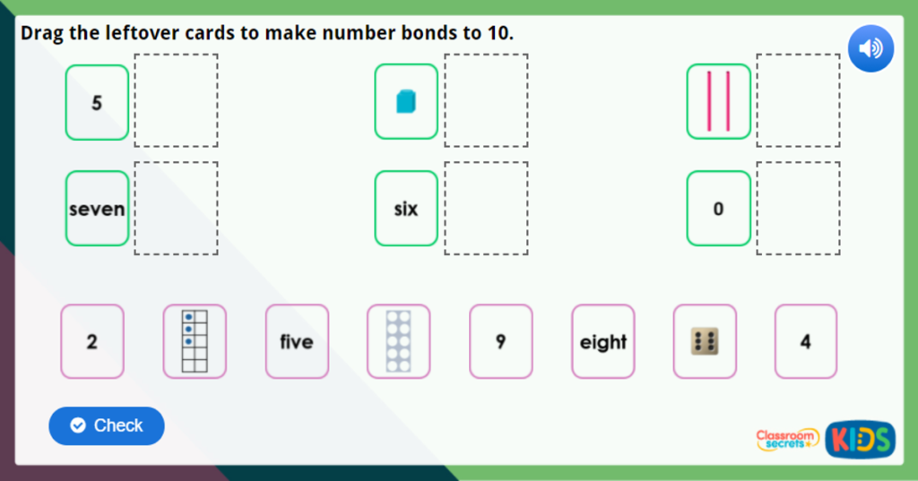 Year 1 Number Bonds to 10 Maths Challenge