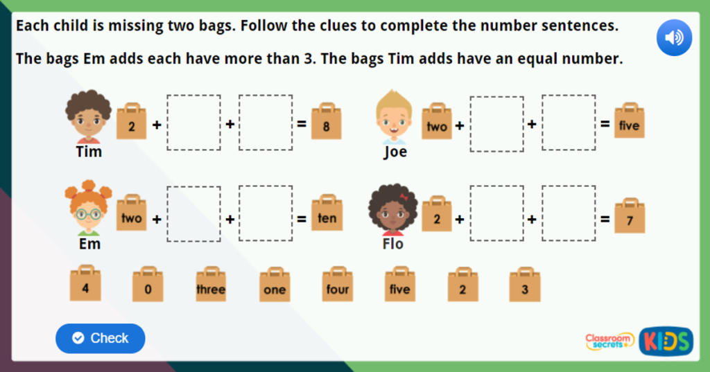 Year 1 Adding More Maths Challenge
