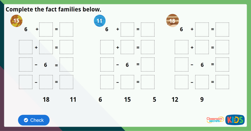 Year 2 Fact Families Challenge