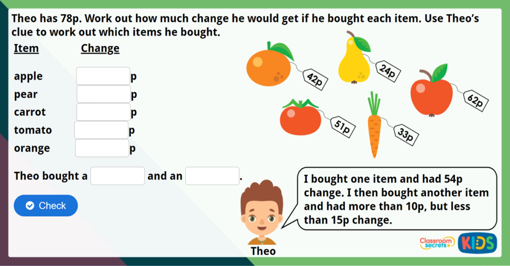 Year 2 Subtract with 2 Digits 1 Challenge