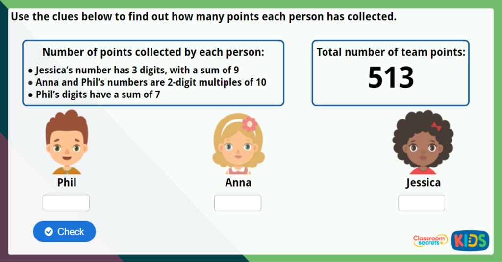 Year 3 Add 3 Digit Numbers Maths Challenge