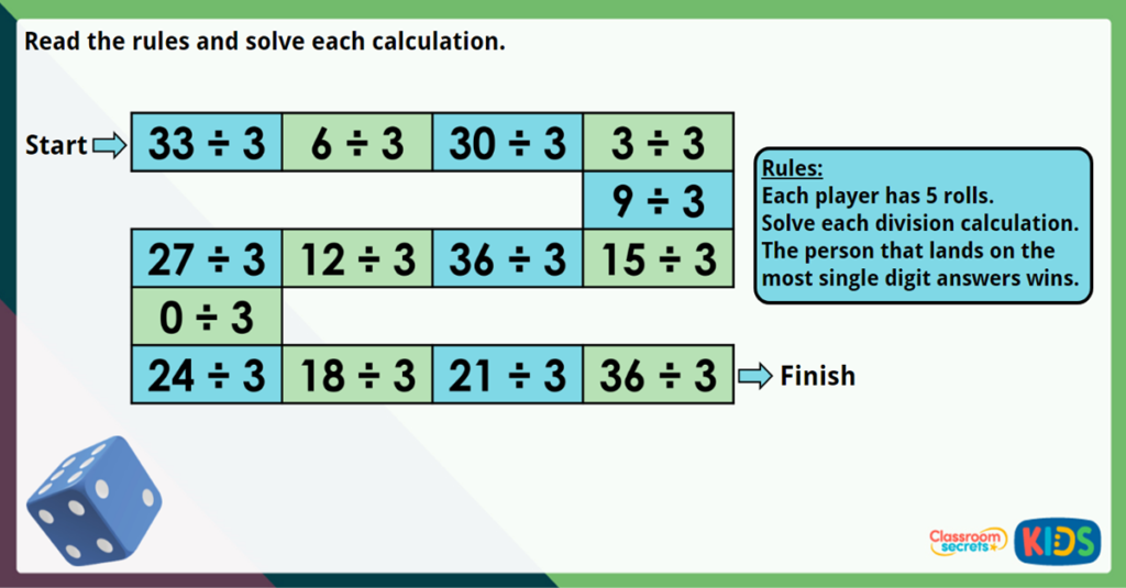 Year 3 Divide by 3 Maths Challenge