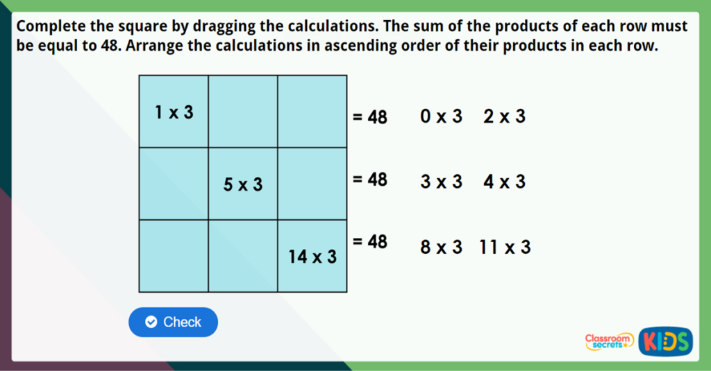 Year 3 Multiply by 3 Maths Challenge