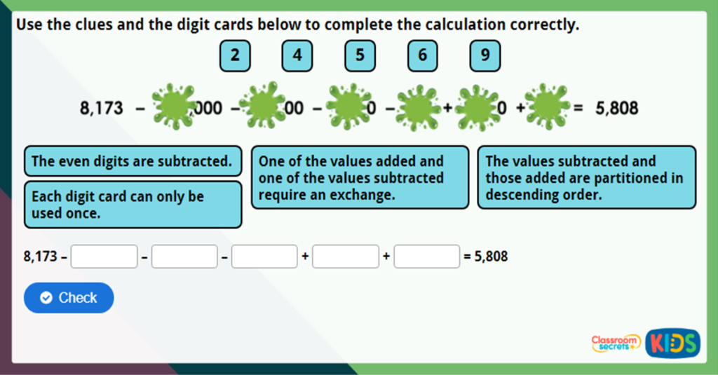 Year 4 1s 10s 100s and 1000s Maths Challenge