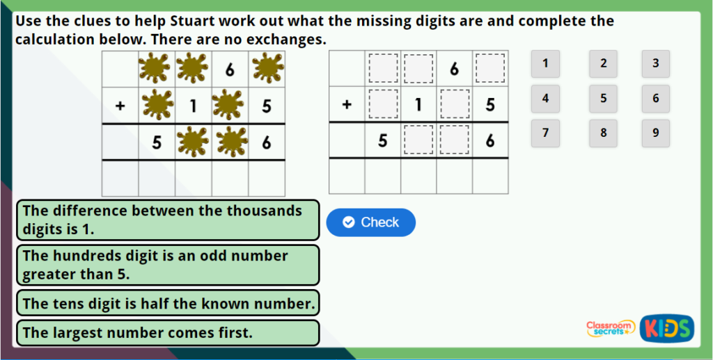 Year 4 Add Two 4-Digit Numbers 1 Maths Challenge