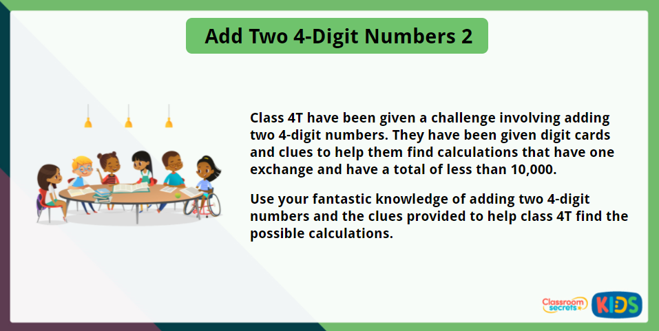 Year 4 Add Two 4-Digit Numbers 2 Maths Challenge