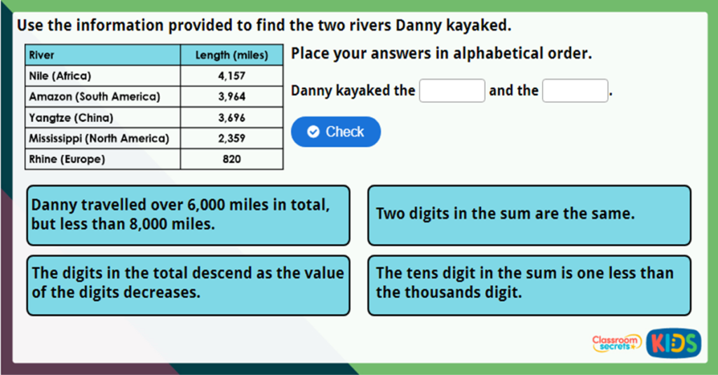 Year 4 Add Two 4-Digit Numbers Challenge