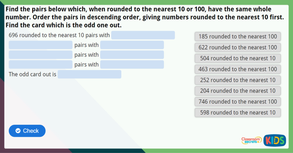 Year 4 Round to the Nearest 100 Maths Challenge