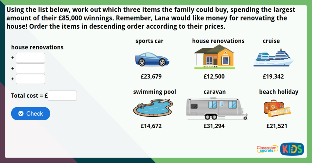 Year 5 Add More than 4 Digits Challenge