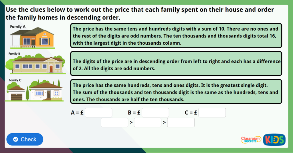 Year 5 Compare and Order to 100,000 Challenge